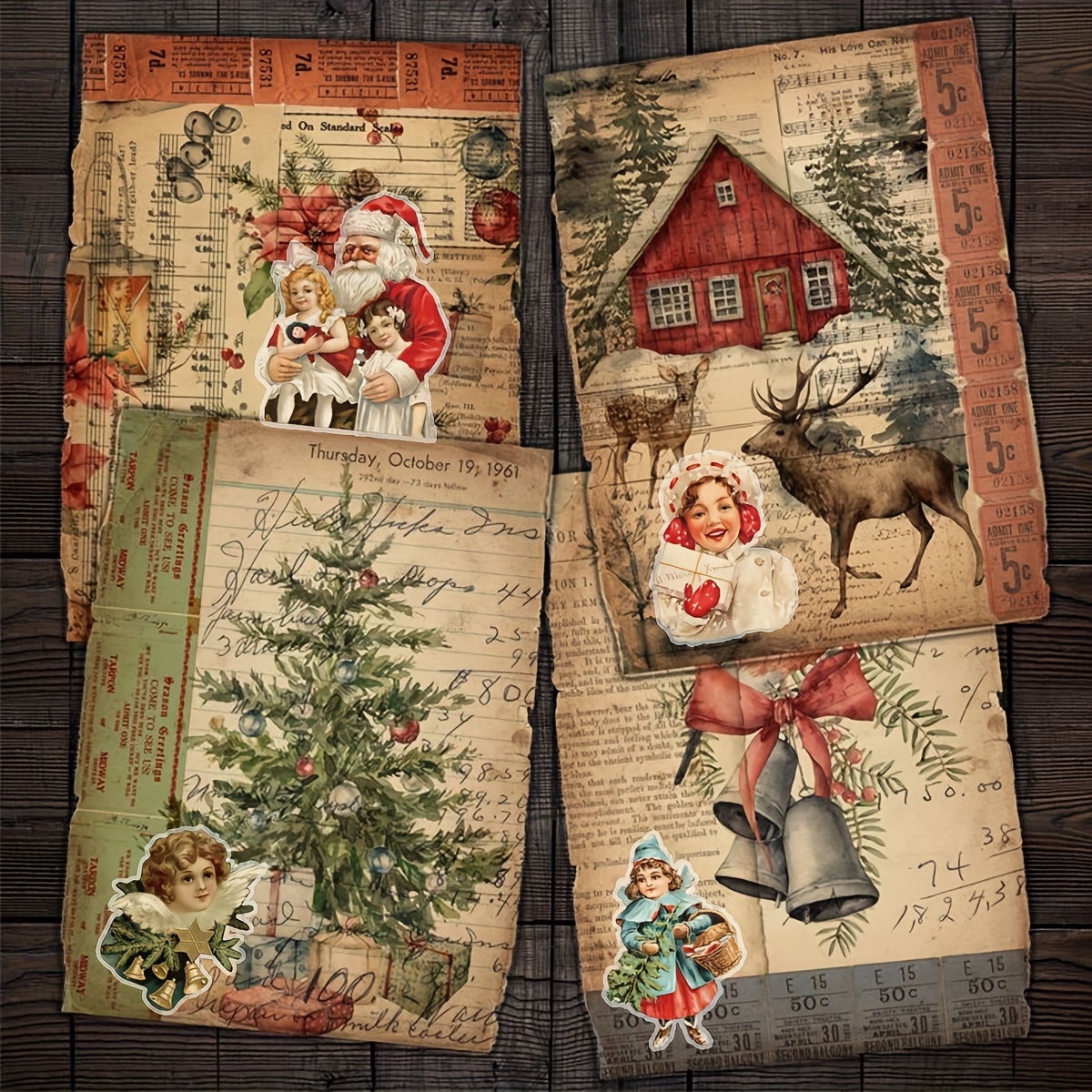Vintage Merry Christmas Santa Claus And Children - Temu