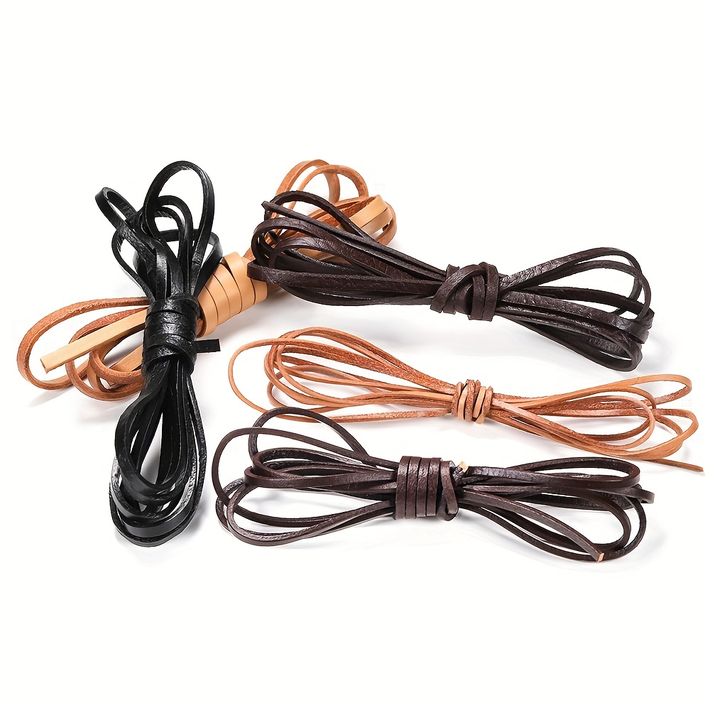 Flat Genuine Leather Cord Strip Cord Braiding String Jewelry - Temu Canada