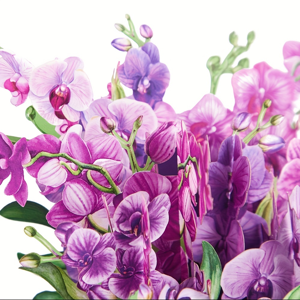 Purple Orchids Pop Up Box Card Christmas Birthday Father Mother