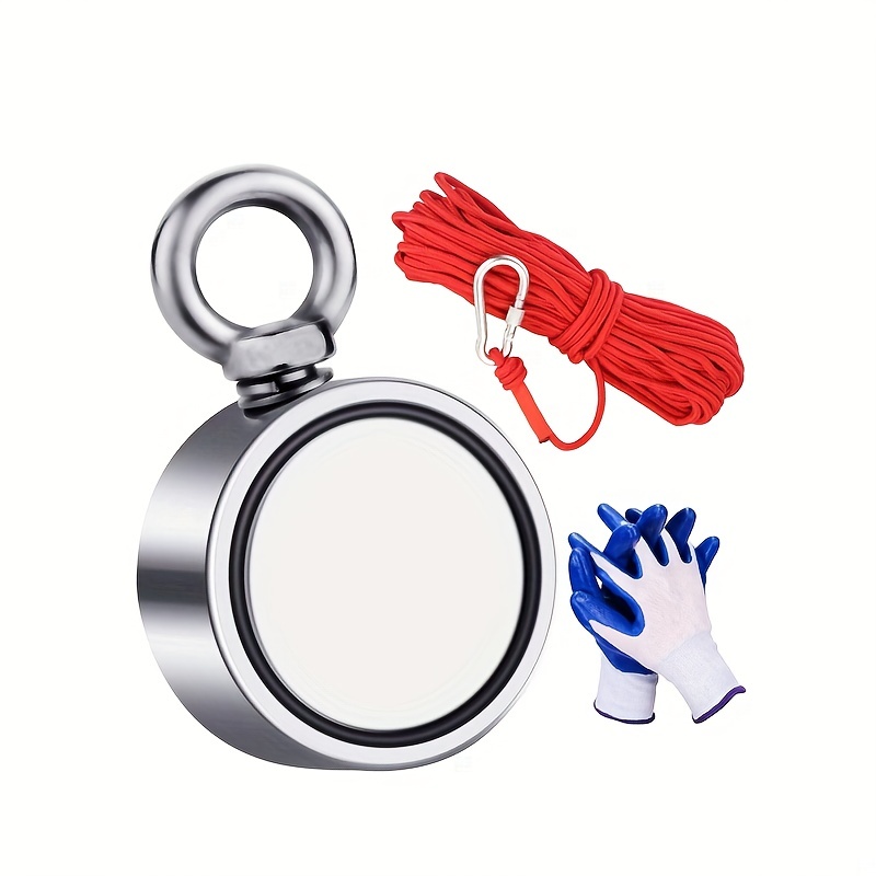 Double-sided Magnetic Fishing Strong Magnet Send 393.7 Inch Rope, Neodymium  Iron Boron Single Ring Double-sided Circular Strong Magnet, Applicable To