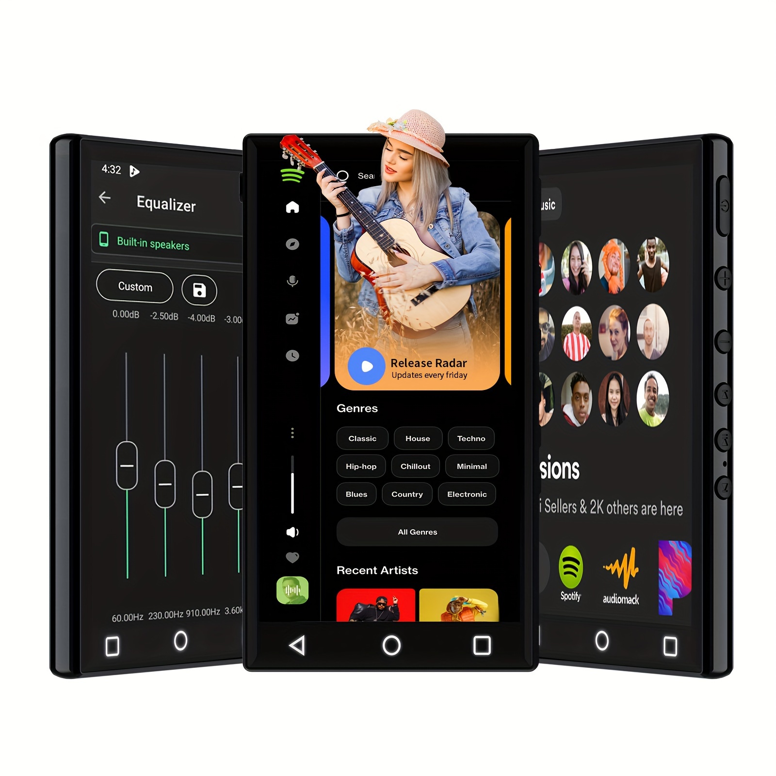 Reproductor de MP3 con Bluetooth y WiFi, pantalla táctil completa de 3.5  pulgadas, reproductor MP3 MP4 con altavoz, reproductor de música digital de