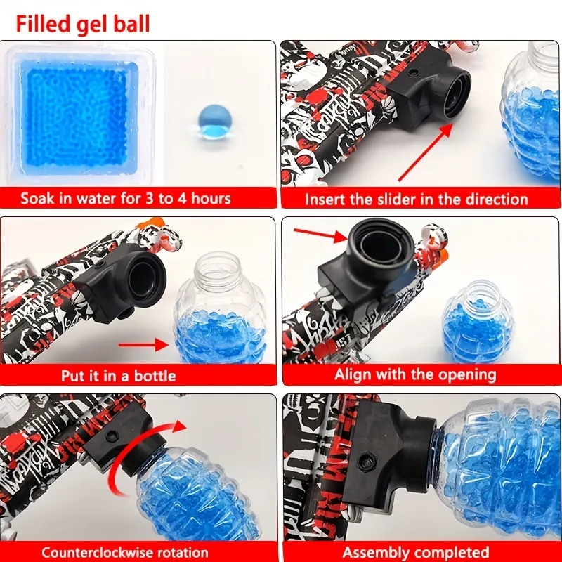 Childrens Toy Water Bullet Gun Mp5 Jet Puzzle Game Outdoor Sports Shooting Game Toy Gun Soft Bullet Gun Camouflage Color Randomly Created Each Slight Difference - Toys and Games