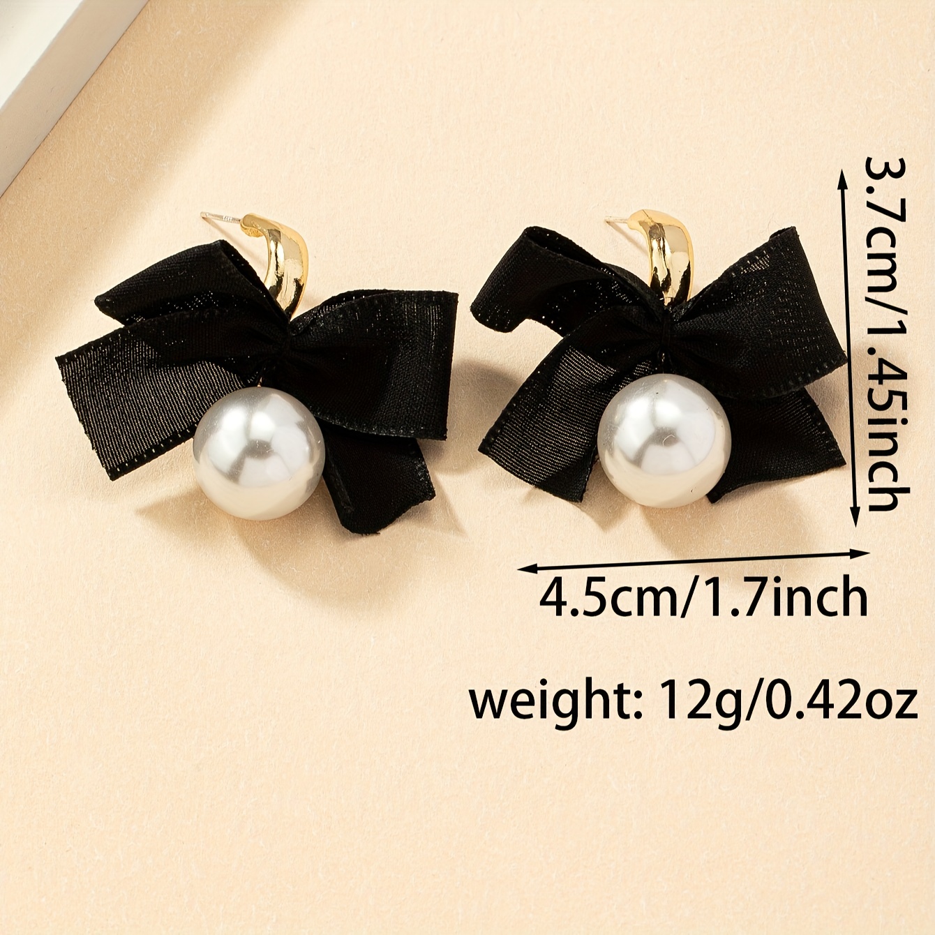Black Ribbon Bow 3 Drop Earrings