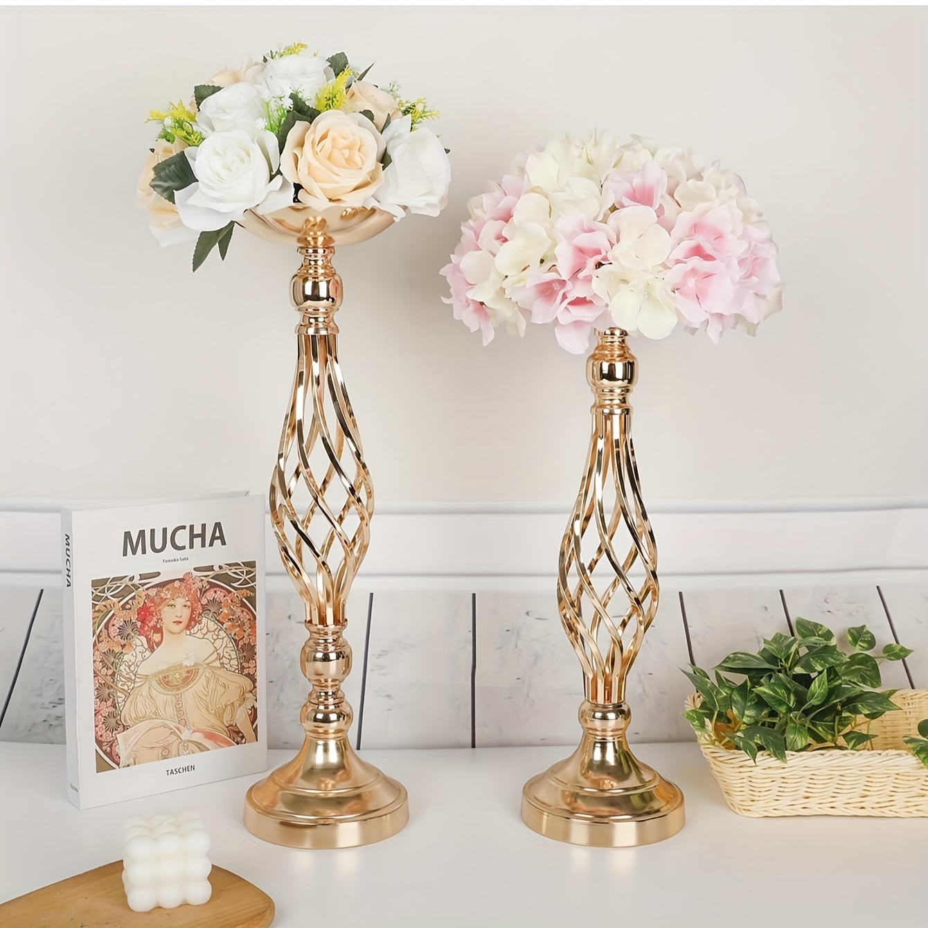 Golden Vases For Wedding Centerpieces Metal Vase Small Table - Temu