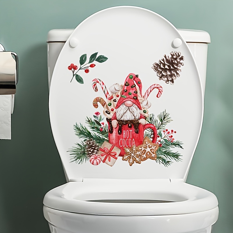 Christmas Toilet Stickers Christmas Gnome Driving Bathroom - Temu Germany