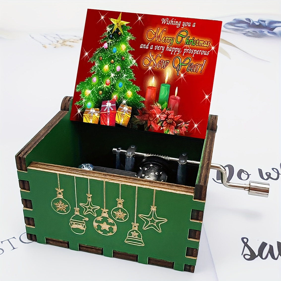 Boîte à musique de Noël Cadeau Santa Clause Boîte à musique électrique avec  couleur clignotante Ornements de musique Cadeau d'anniversaire pour  l'amoureux