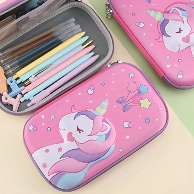 1pc, Cartoon Unicorn Student Pencil Case 3D Three-dimensional Cute  Stationery Box Large Capacity Creative Pencil Case Zipper Storage Box,  Office Suppl