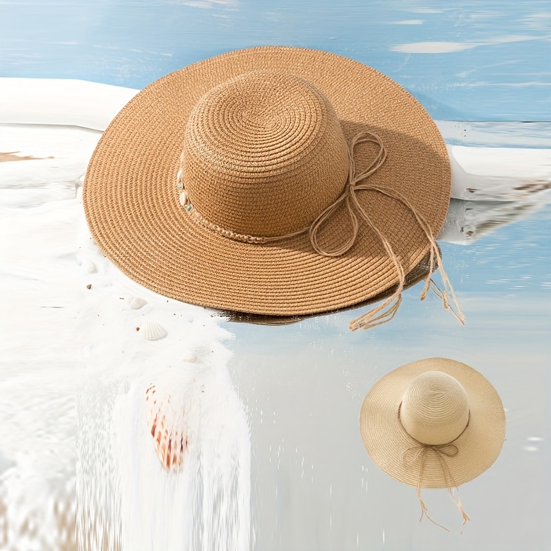 Straw Sun Hats Women Wide Brim Fedora Foldable Straw Beach - Temu