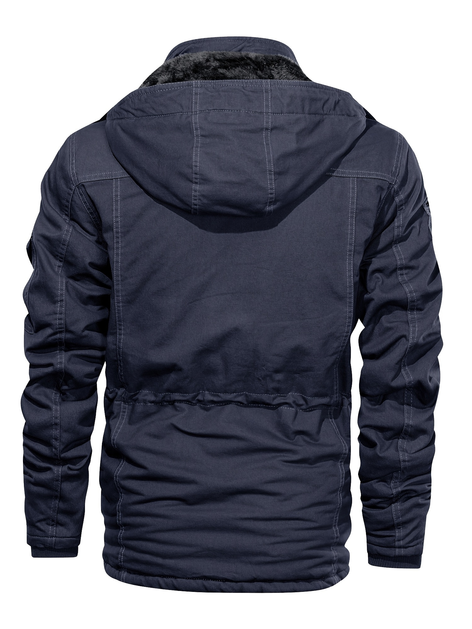 Men's Thickened Mid-Length Jacket with Hood for Winter