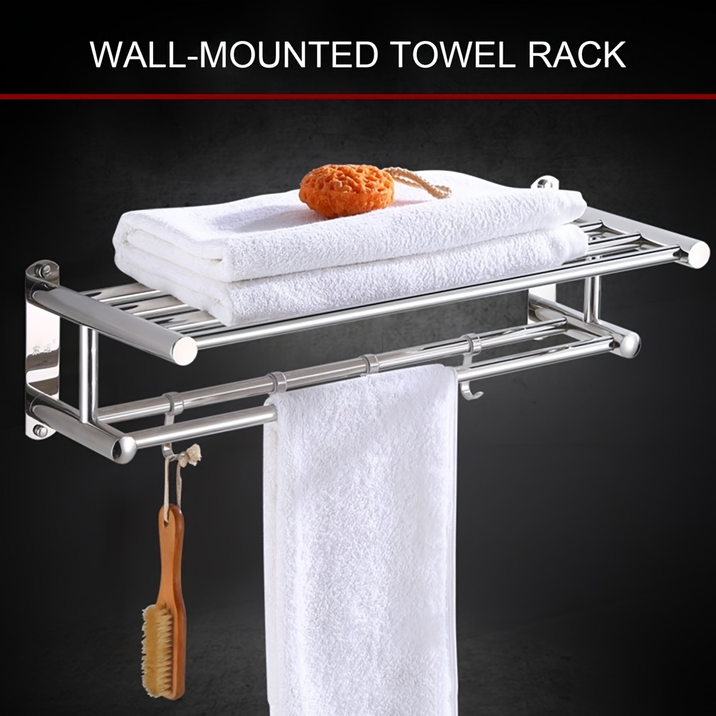 Stainless Steel Towel Rack Towel Storage Rack Punch - Temu