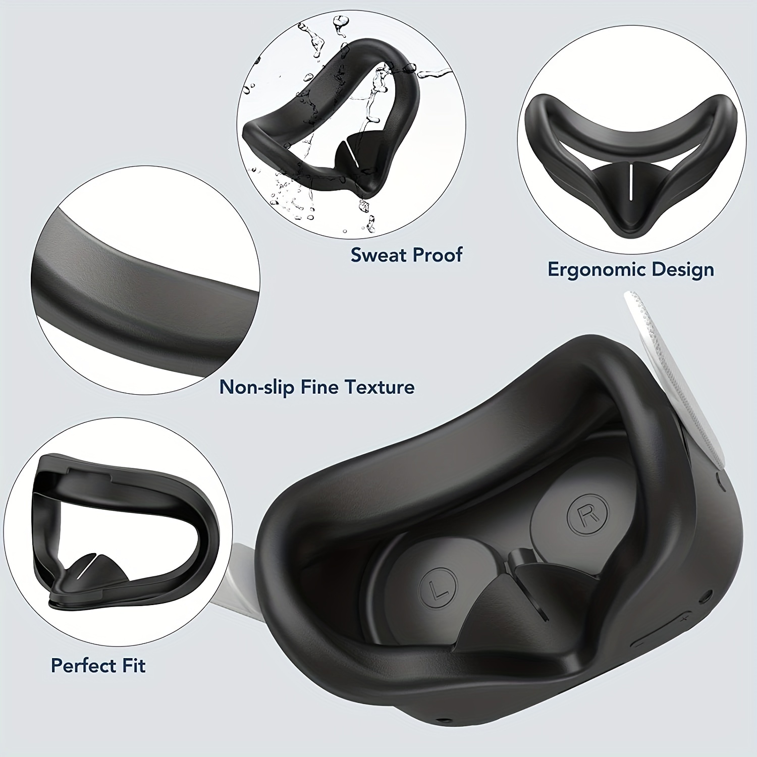  AMVR Face Cover Pad Facial Interface & Comfort Head Strap  Compatible with Meta/Oculus Quest 3 : Video Games
