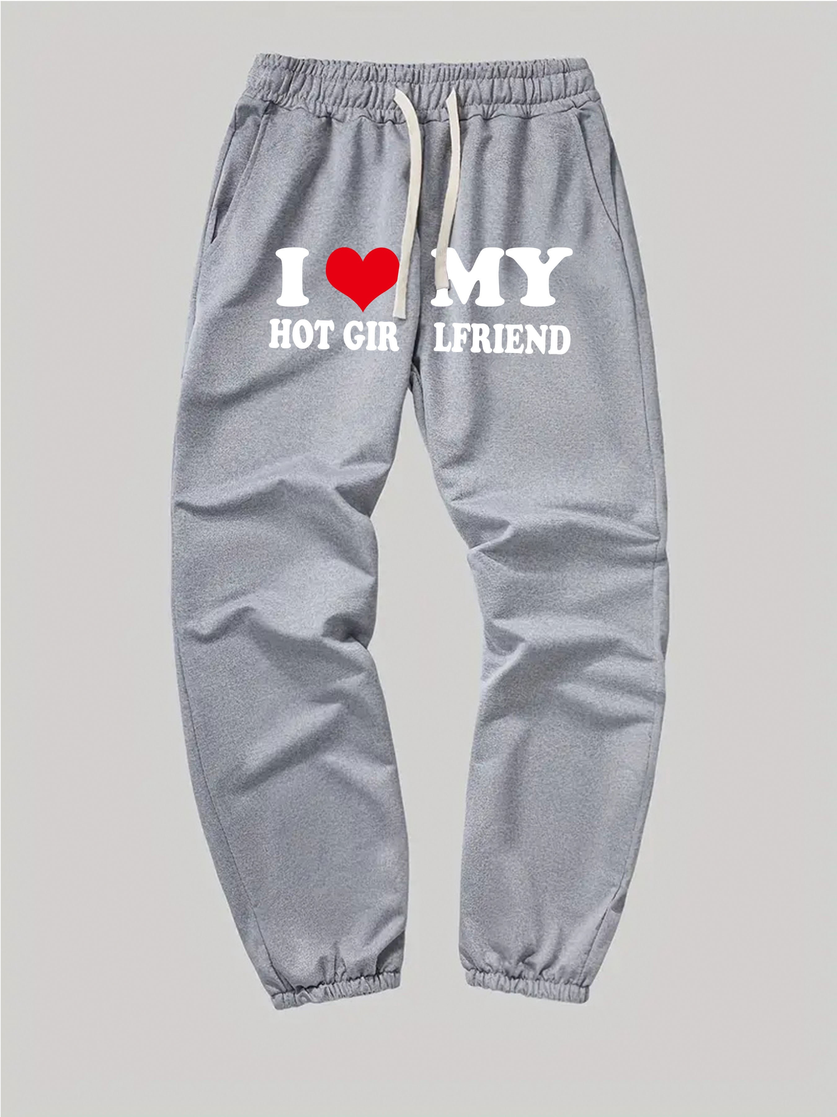 My Hot Girlfriend Print Drawstring Sweatpants Loose Fit - Temu