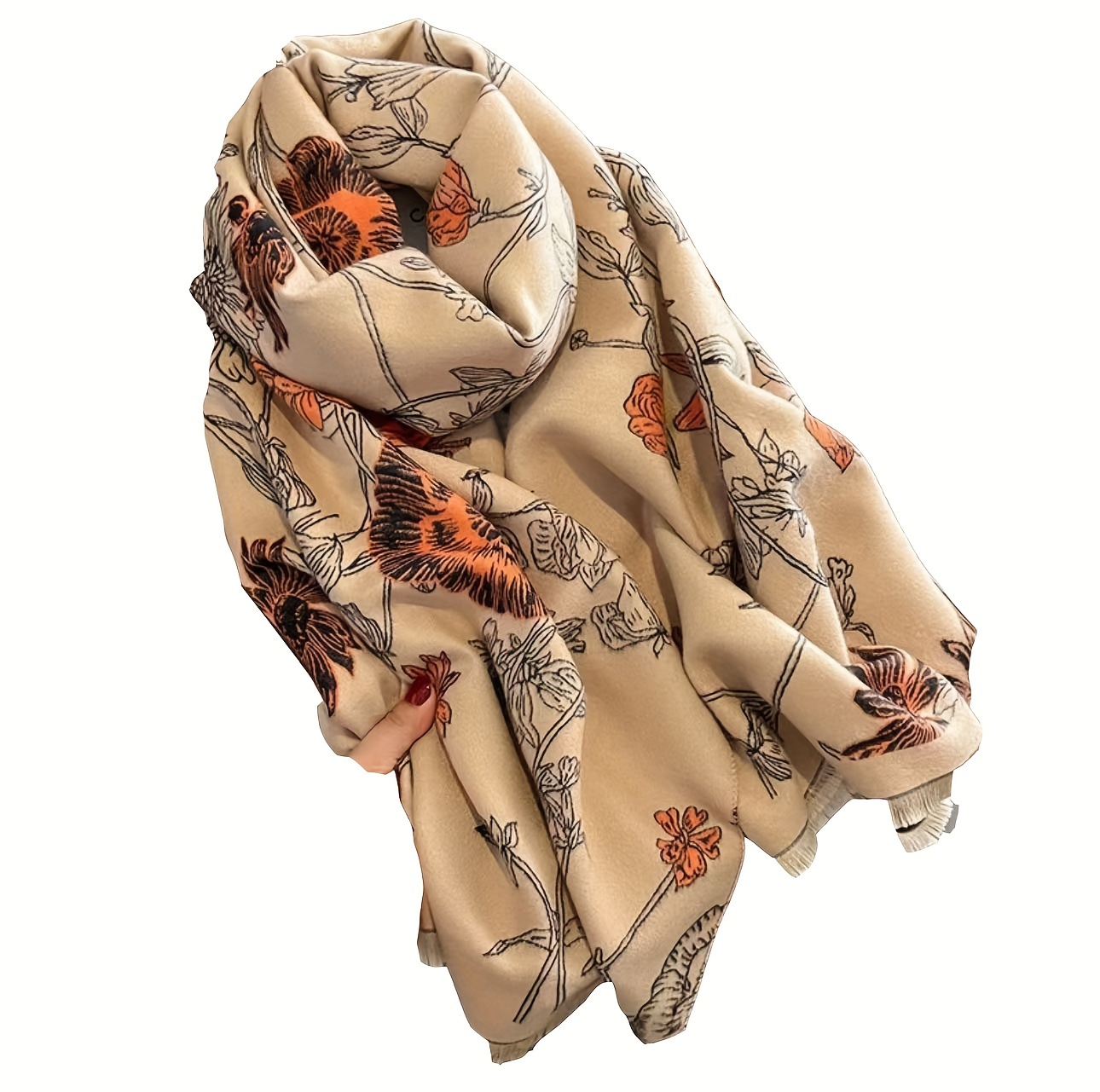 Premium Rice-blue Double-sided Scarf, Women's Versatile Korean-style Winter Shawl, Long Thickened Warm Faux Neck Warmer