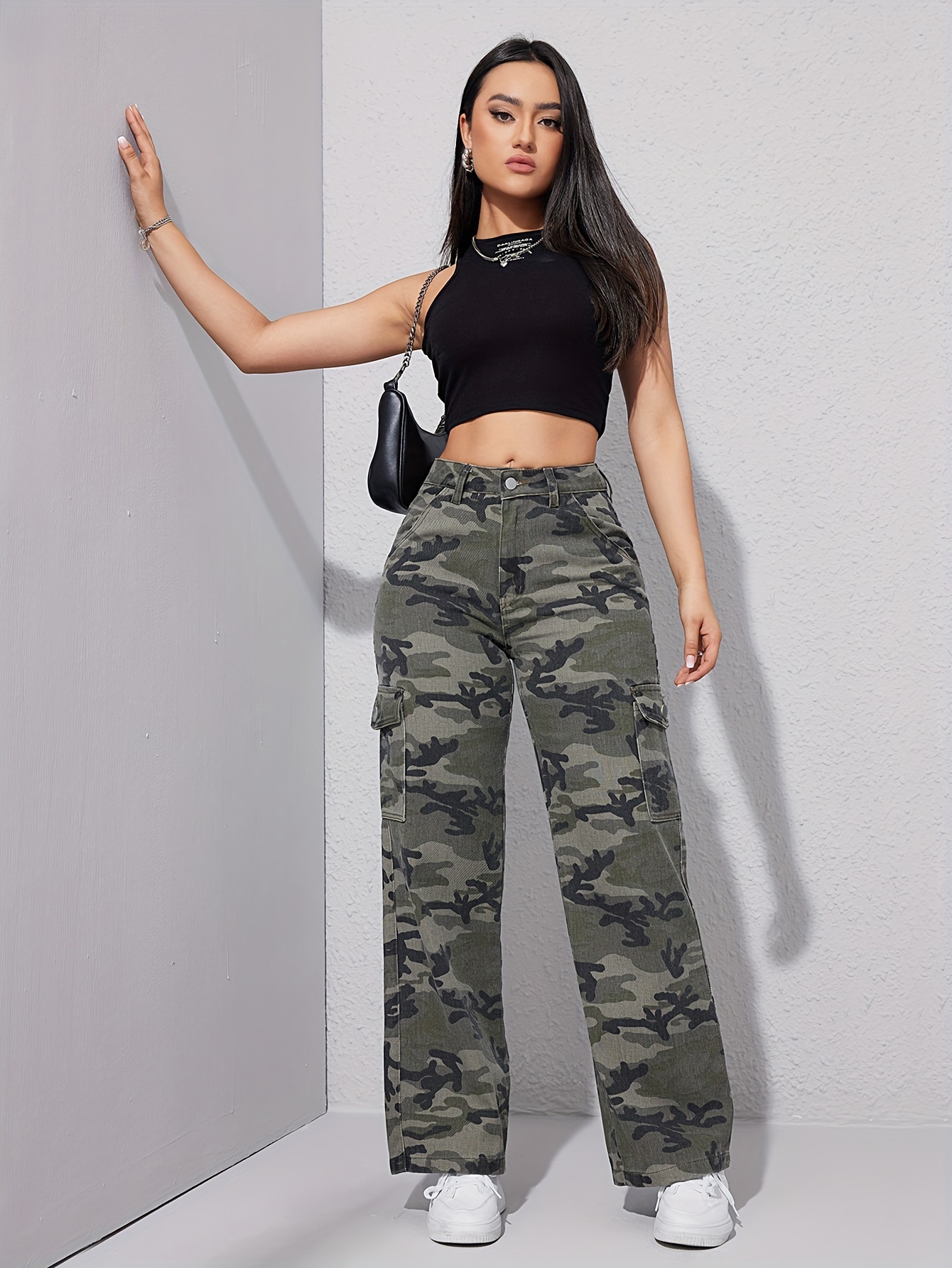 High Waisted Flap Pocket Camo Cargo Jeans  Printed pants outfits, Girls  fashion clothes, Camouflage outfits