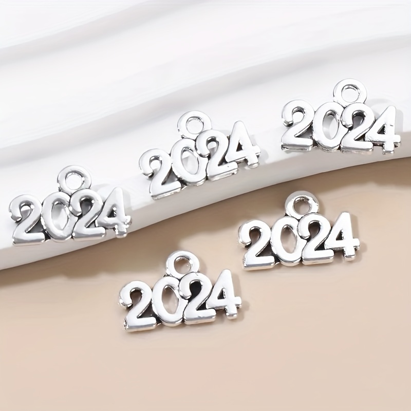 2024 Charms Silver Year Signet Bulk Antique Number Pendants - Temu