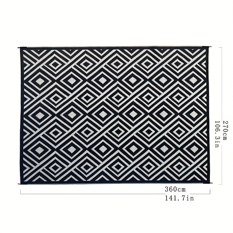 Rv Mat Patio Rug Geometric Triangle Pattern 9x12 Black/Grey,  in 2023