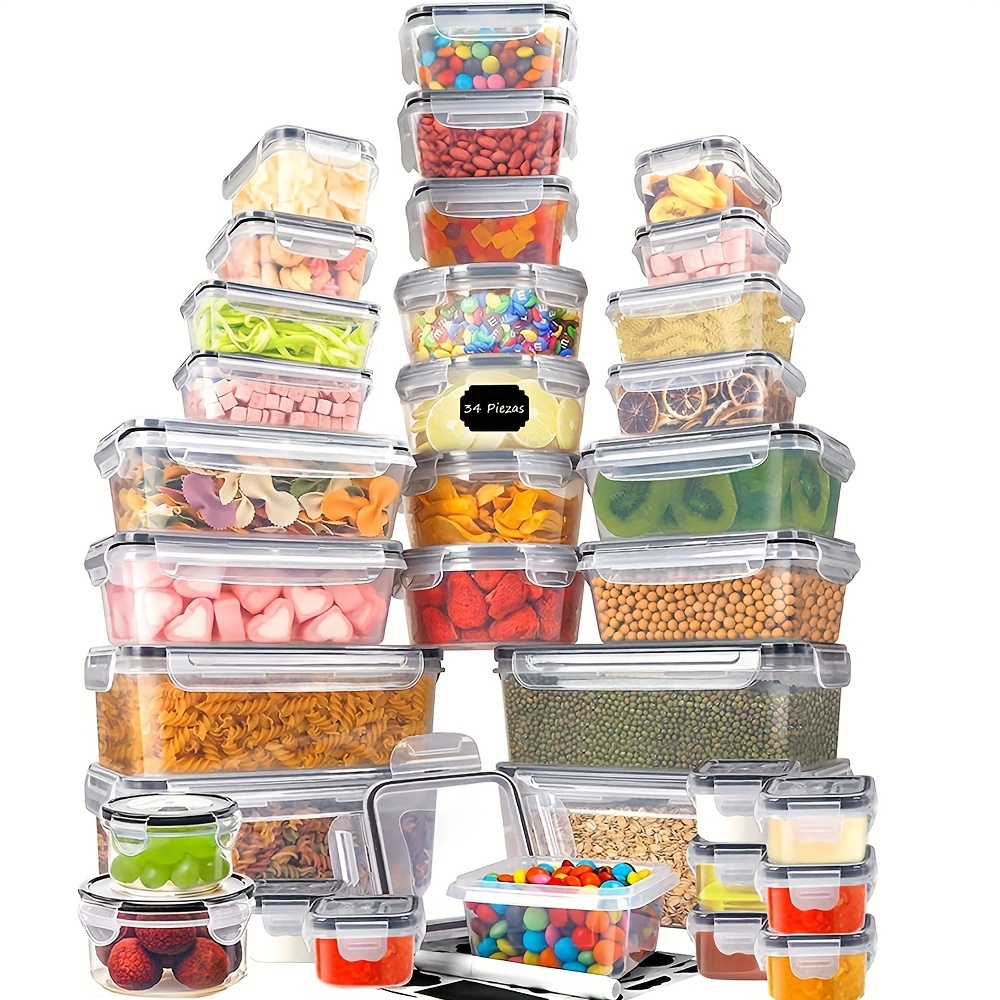 Glass Food Storage Containers Pantry Microwave Storage Containers with Lids  4 Storage Container with 2PC Square Transparent Airtight Jar Fresh Keeping