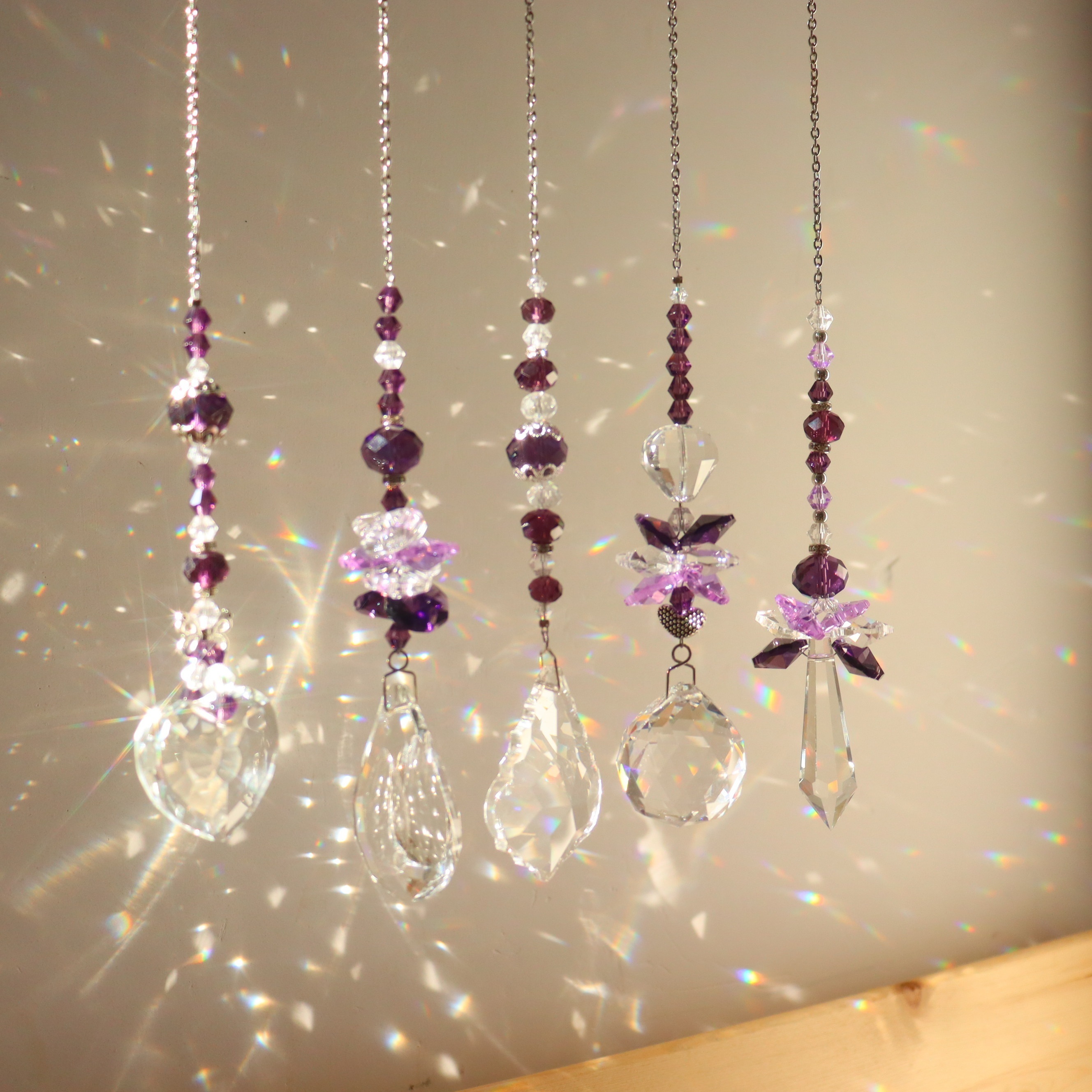 5PCS Window Hanging Crystal Suncatcher Beads Chain Sphere