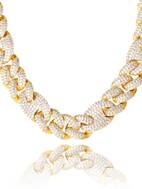 1pc miami cuban link chain choker necklace faux diamond chain golden plated solid cuban chain for men