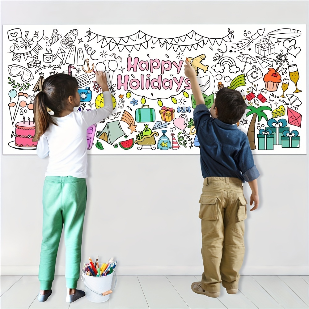 Coloring Poster Happy Holiday Coloring Wall Marker Crayon - Temu