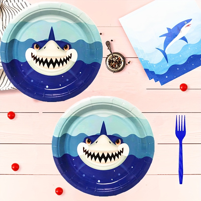 Shark Theme Party Decorations Sea Party Tableware Set Shark - Temu