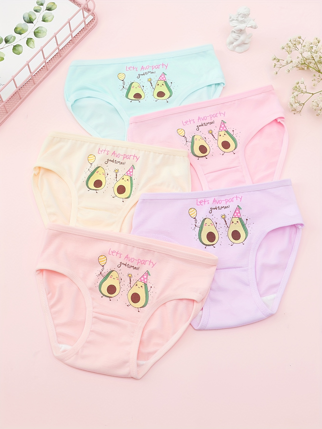 5pcs Toddler Girls Briefs Full Cartoon Print Cute Bottoming Underwear Comfy  Breathable Underwear