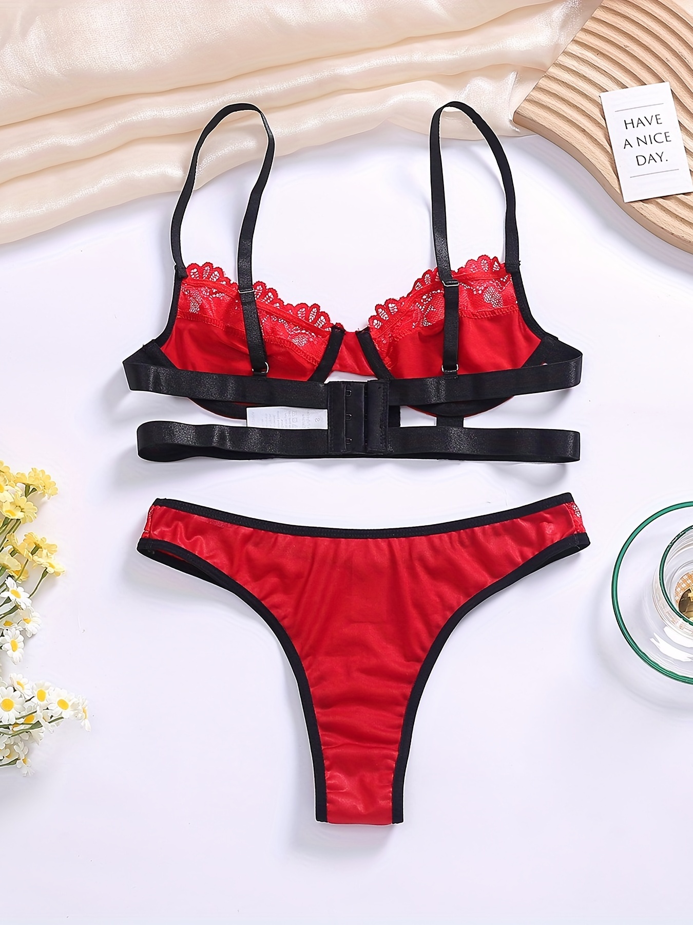 Women's Underwear Sets Push  Lace Lingerie Women Flowers