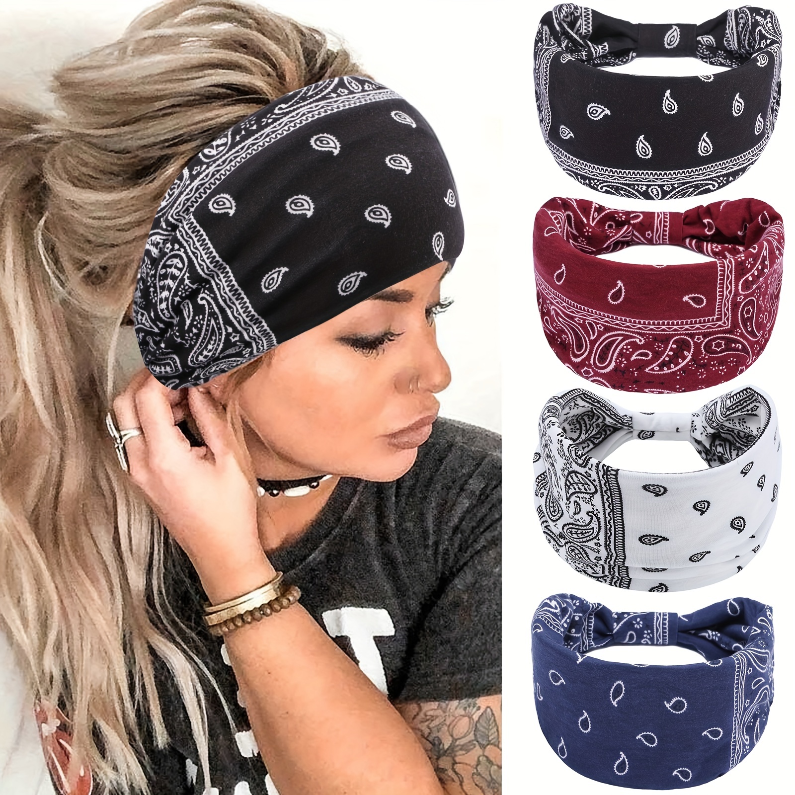 Elastic Wide Brim Knotted Headband Bohemia Sports Yoga - Temu