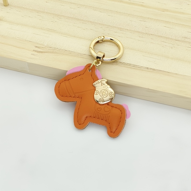 Pony Decorative Keychain Faux Leather Keyring Gift Men Women