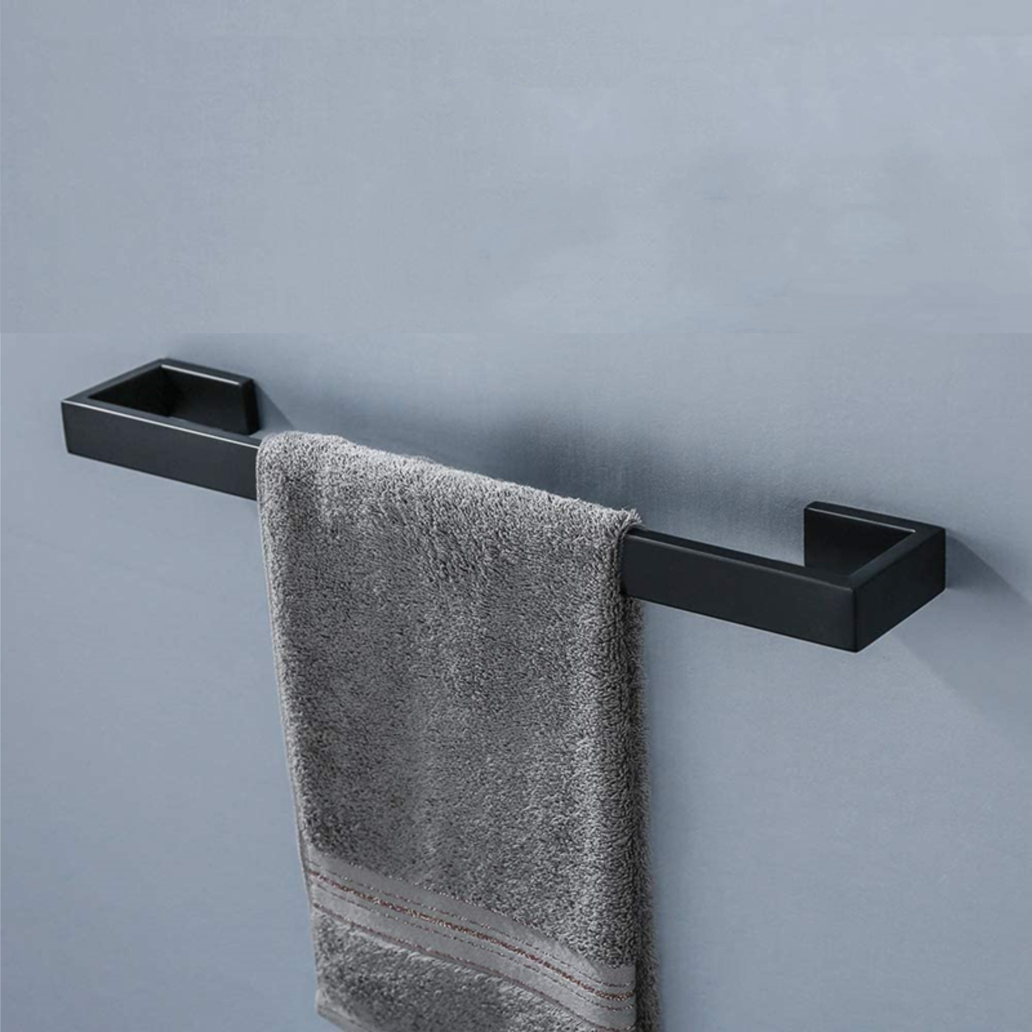 Bathroom Towel Bar Set Matte Black/brushed Bathroom Hardware - Temu