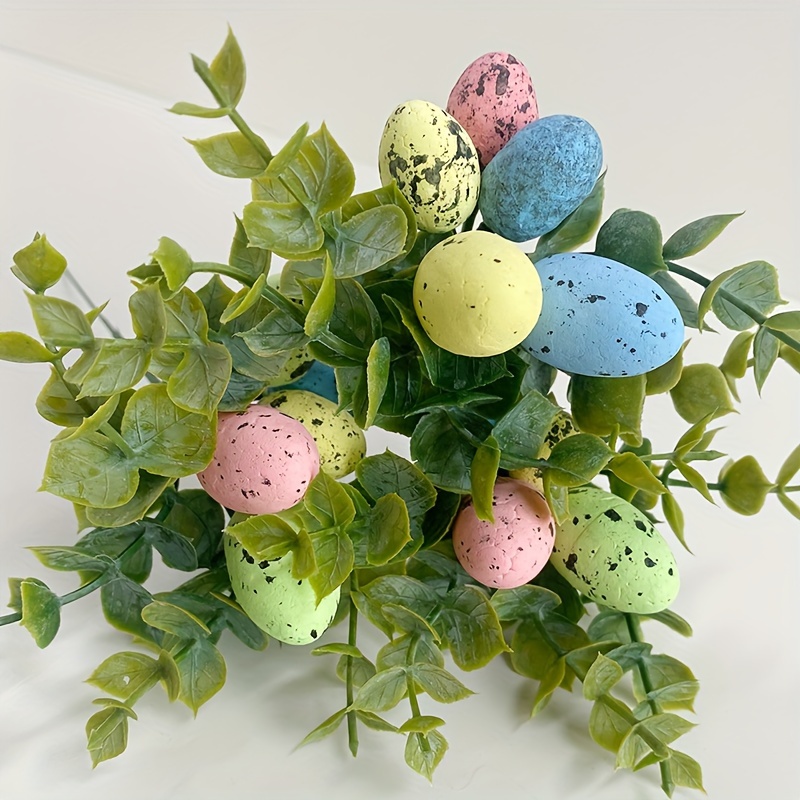 Arbre de décoration d'œufs de Pâques brun, 13 x 40 cm de haut