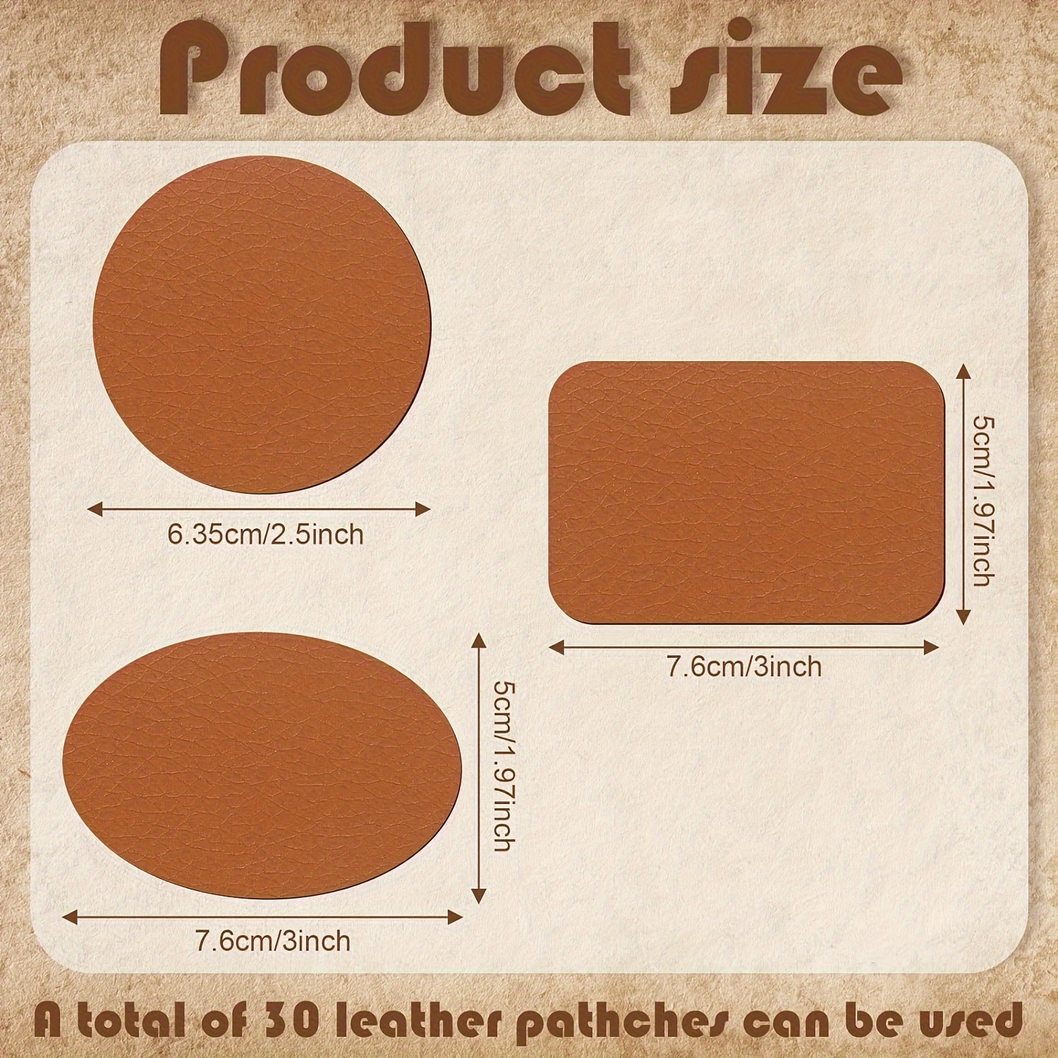 20 Pcs Rectangle Leatherette Hat Patches with Adhesive, Rustic
