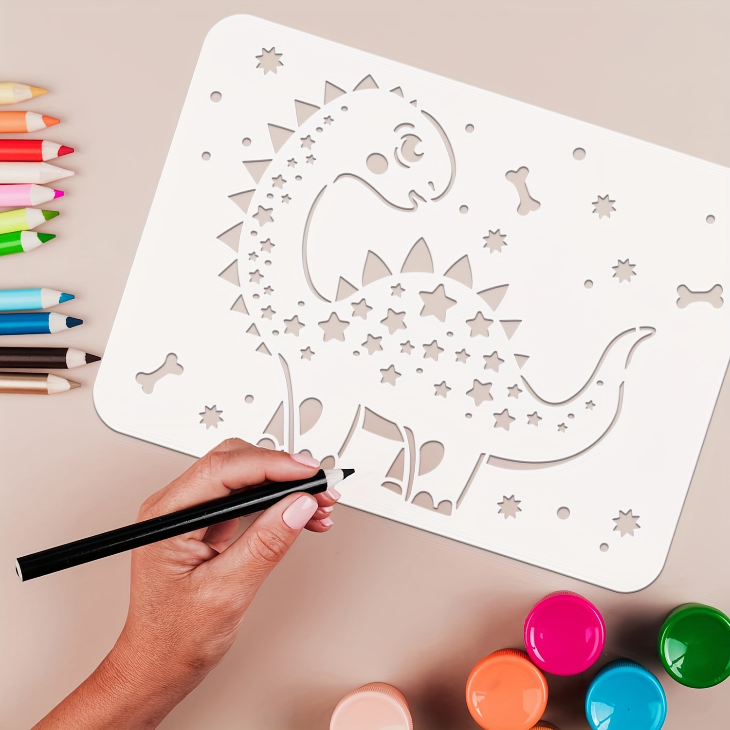 Dinosaur Stencils A4 Size With Metal Open Ring Reusable - Temu