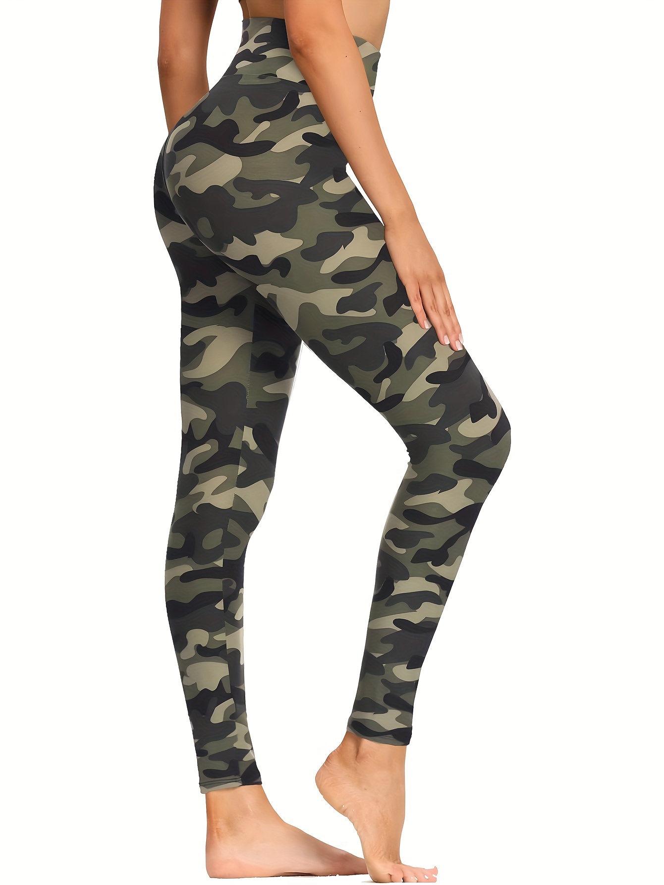 Camouflage Print Outdoor Sports Casual High Waist Leggings - Temu