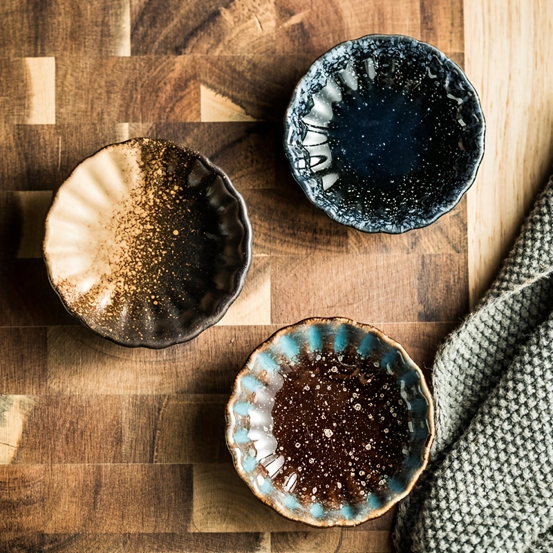 2pcs Ceramic Seasoning Dish Set for Soy Sauce Vinegar Hot Pot Dipping