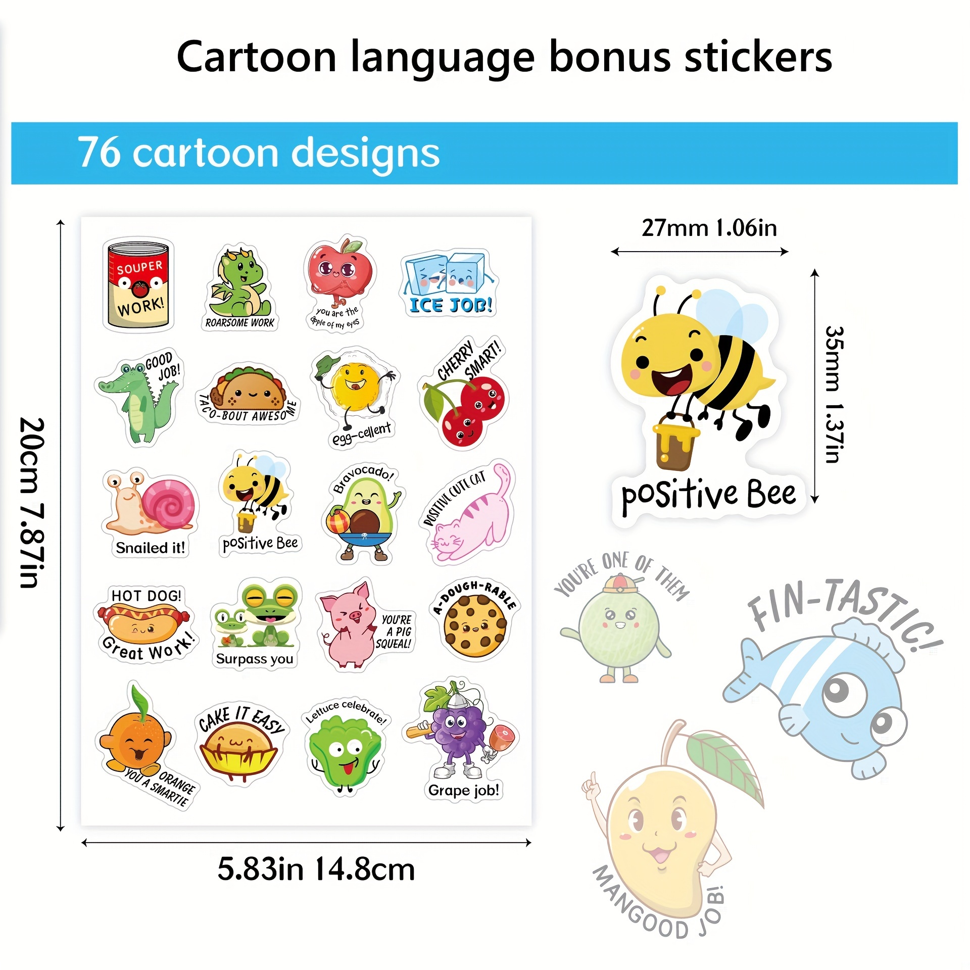 500 Pegatinas Niños Dibujos Animados En Inglés Divertidas - Temu