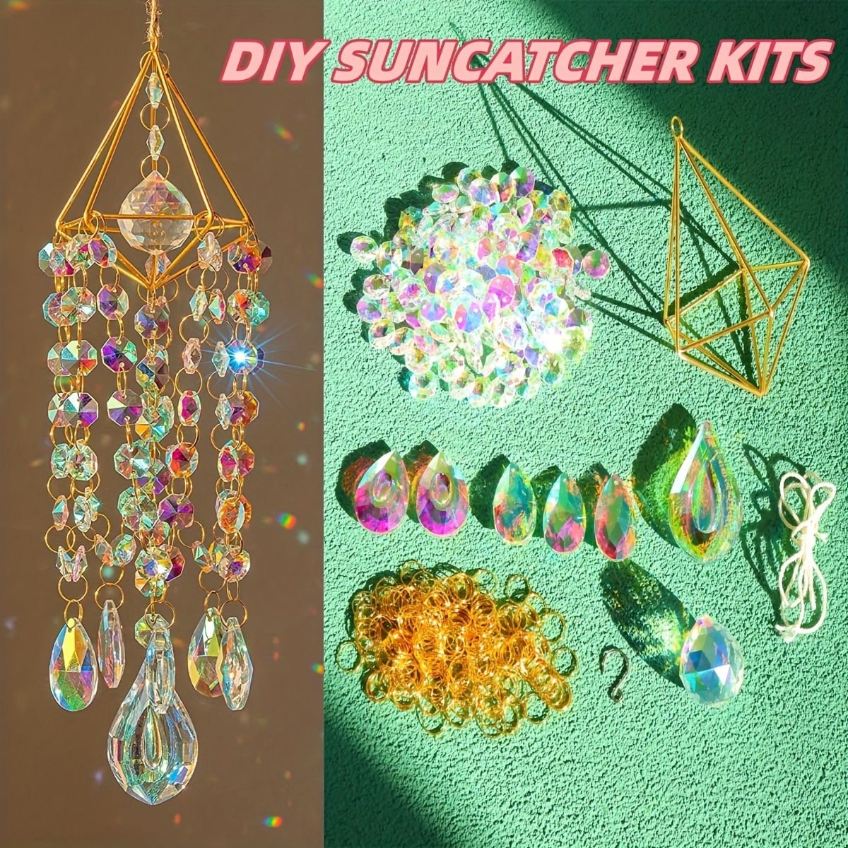 Diy Crystal Sun Catcher Material Kit Indoor Window Crystal - Temu