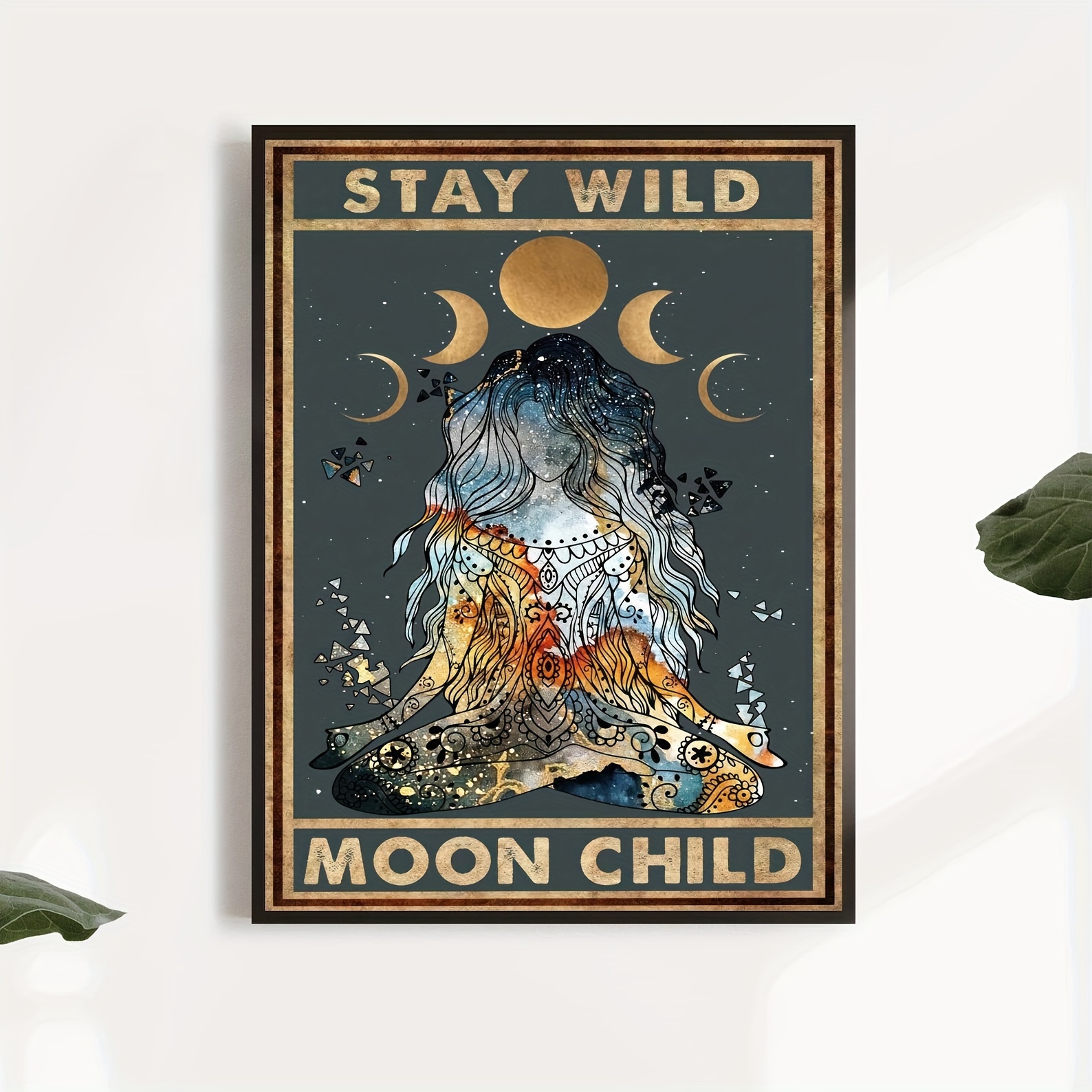 1pc Retro Canvas Painting Print Poster, Inspirational Yoga Girl Gypsy Let  That Shit Go Stay Wild Moon Child Wall Art, For Home Decor Room Decor Canvas