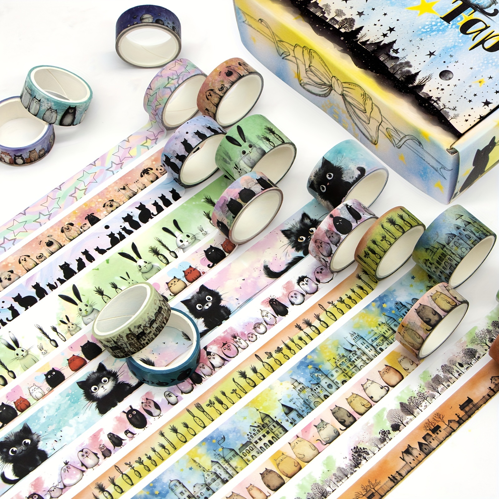 

24pcs Cute Washi Tape Set - 24 Rolls Kawaii Animals Decorative Washi Tape For Scrapbooking Supplies, Bullet Journal Supplies, Junk Journal, Art Craft Tape