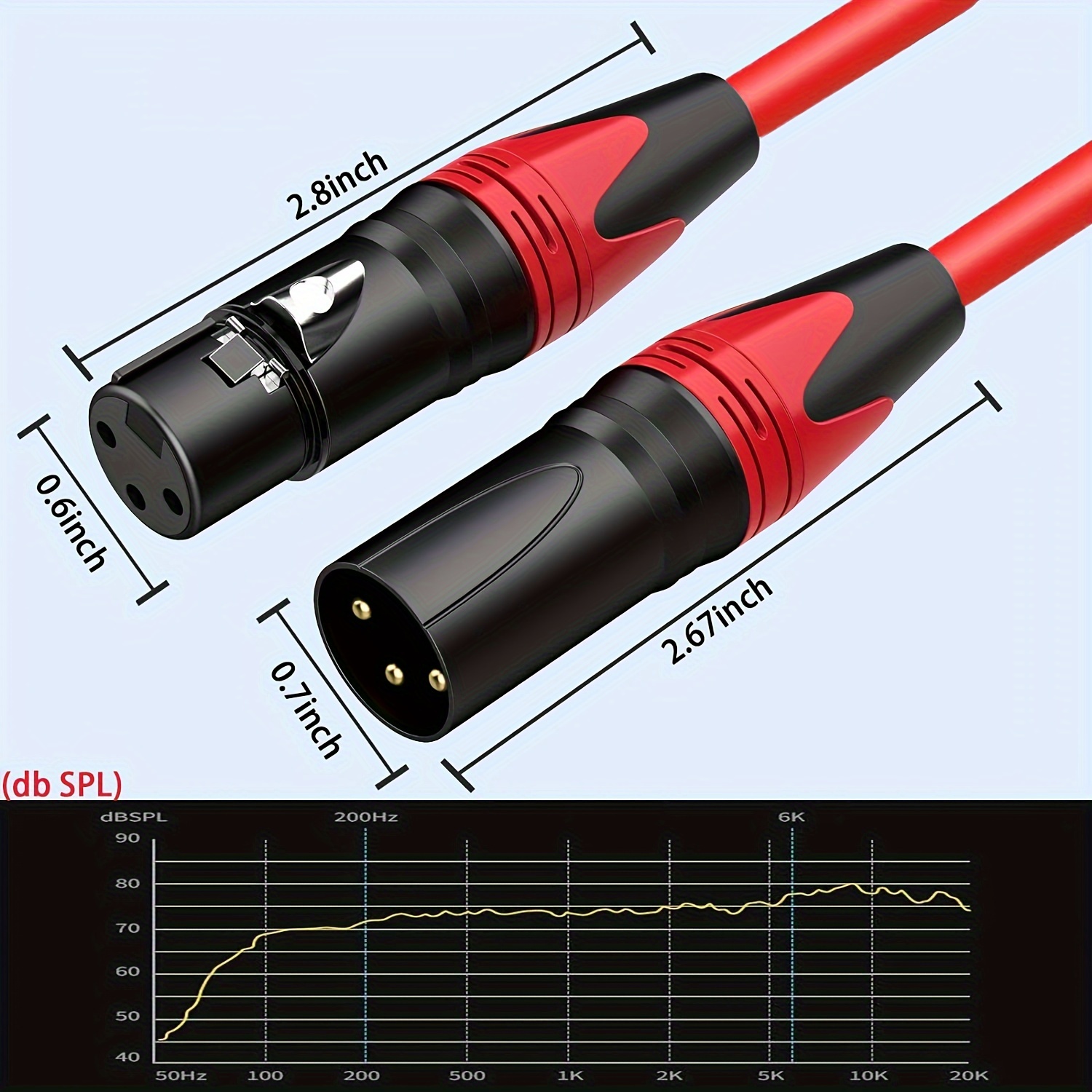 Cable de micrófono XLR de 3 pines (6 pies)