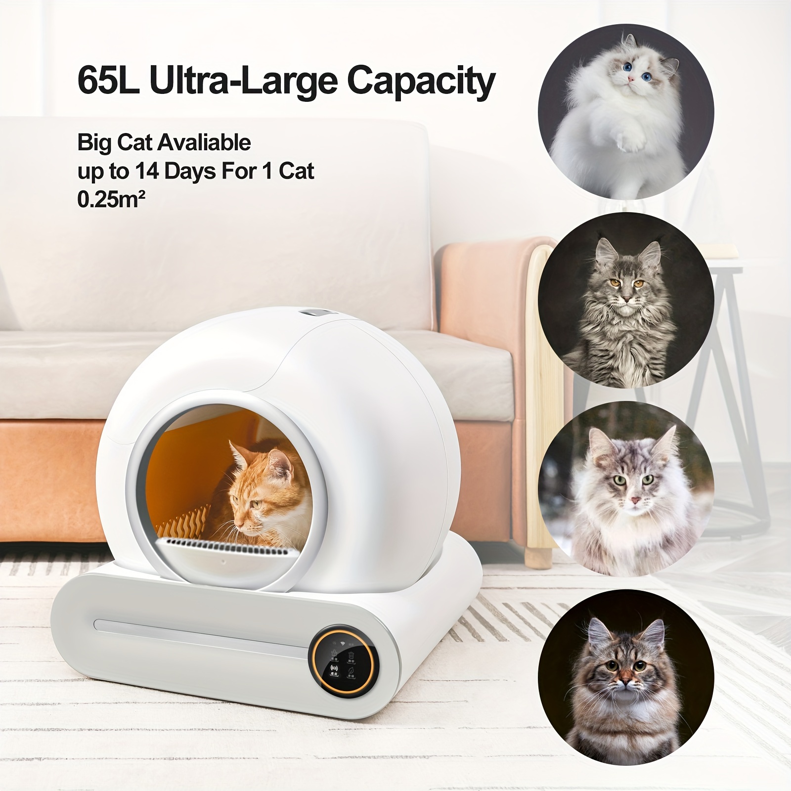 Self-cleaning Cat Litter Box,automatic Litter Box For Multiple Of  Catsone-touch Intelligent Safety Cat Litter Box Easy To Clean.