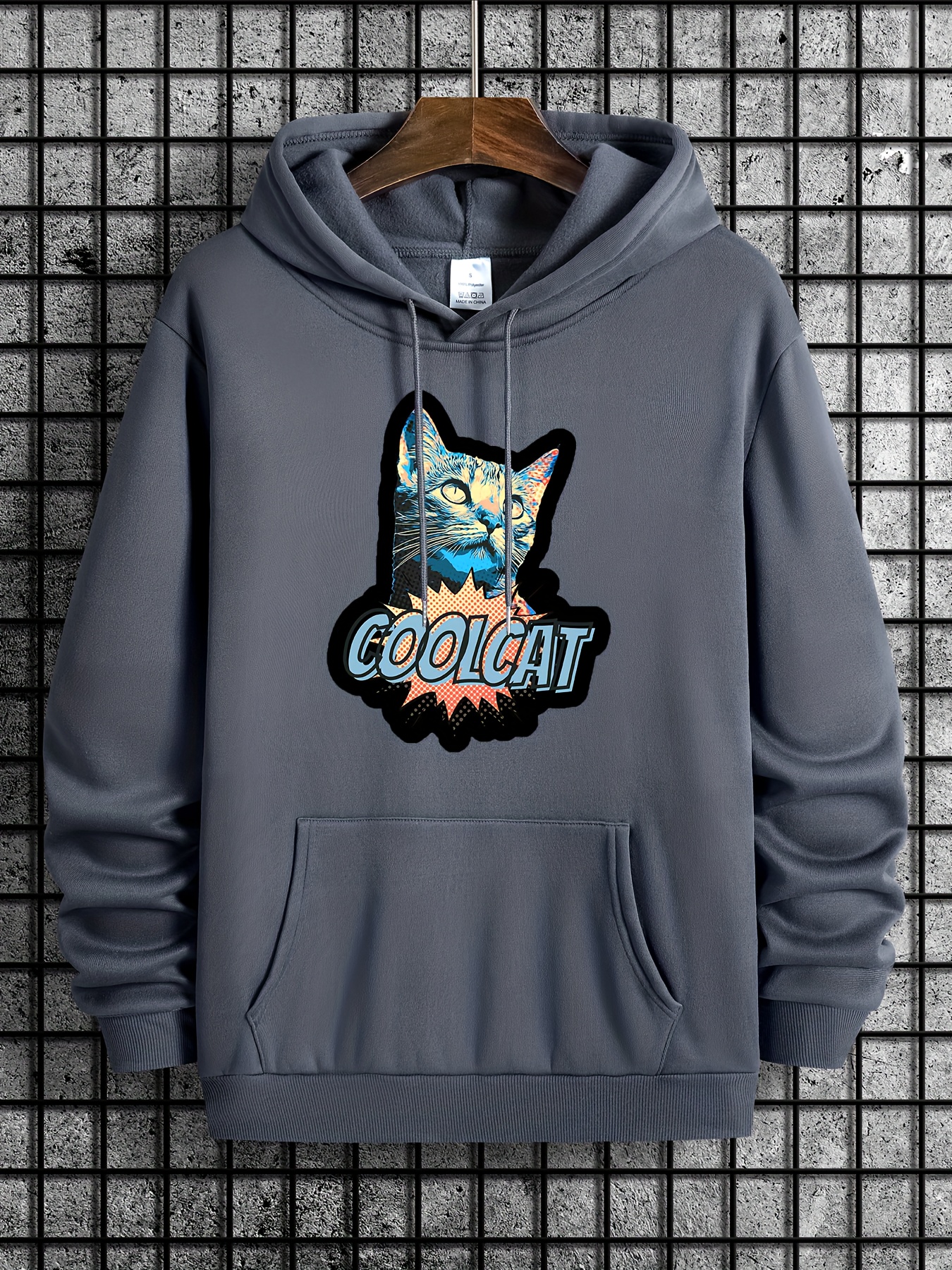 Coolcat Print Hoodie Cool Long Sleeved Clothing Men Men s Temu