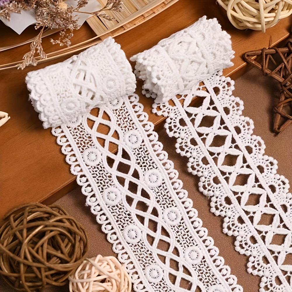 5 Yards 1 Inch White Lace Trim Cotton Fabric Embroidered Eyelet Trim Lace  Ribbon DIY Handmade Craft Clothes Sewing Accessories Gift Wrapping Bridal