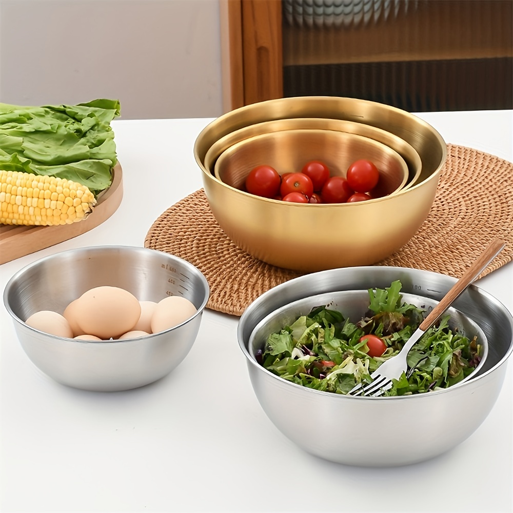 

1 Pc Stainless Steel Salad Bowl With Scale - Perfect For Mixing And Serving Healthy Meals, Kitchen Items, Kitchen Stuff, Kitchen Supplies