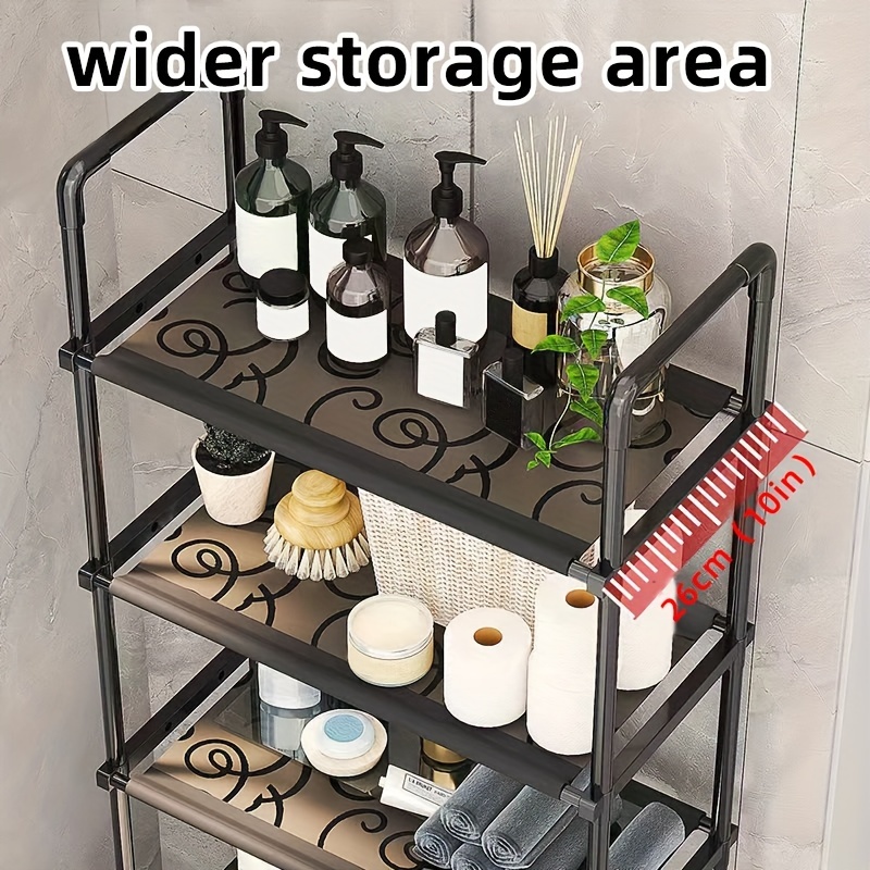 1pc Bathroom Metal Storage Rack, Floor Toilet Washroom Shelves