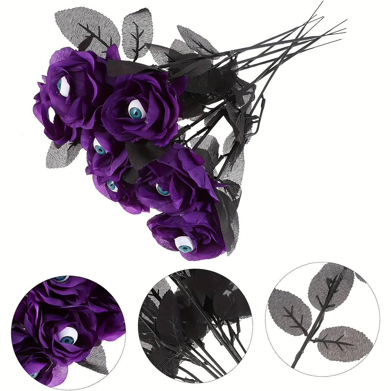 1pc, Artificial Black Rose Flower for Halloween, Mother's Day, and Party  Decor - 45cm/17.72inch