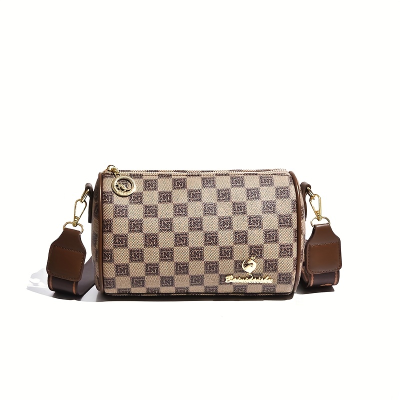 LUXUR 3-in-1 Checkered Crossbody Bag For Women's-PU Vegan Leather Cross  Body Bag-Fashion Checkered Shoulder Satchel Handbag with Coin Purse Brown  Checkered 