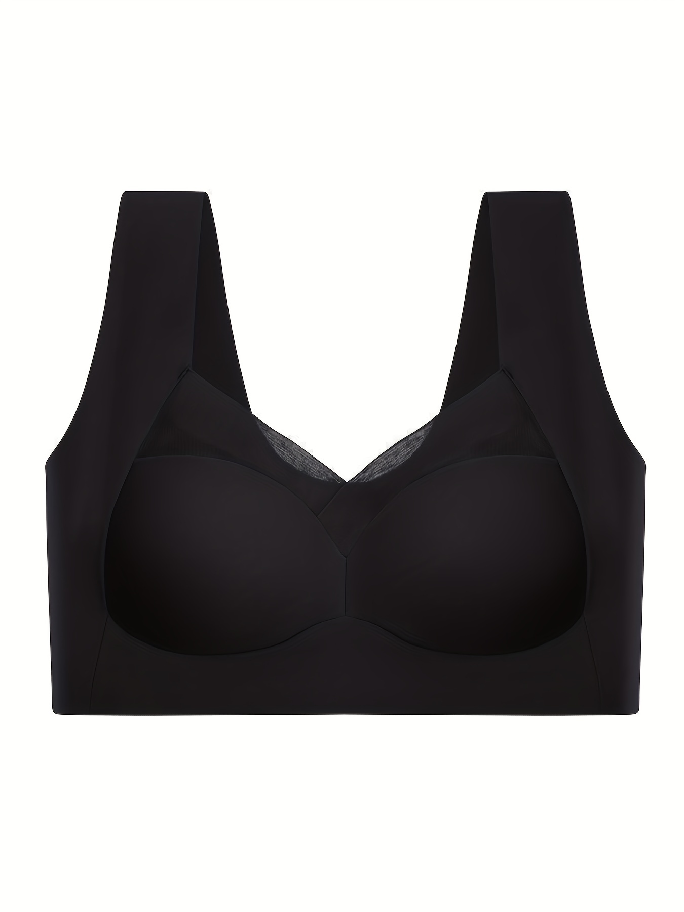 Mesh Stitching Wireless Bra, Comfy & Breathable Full Coverage Bra, Women's Lingerie & Underwear