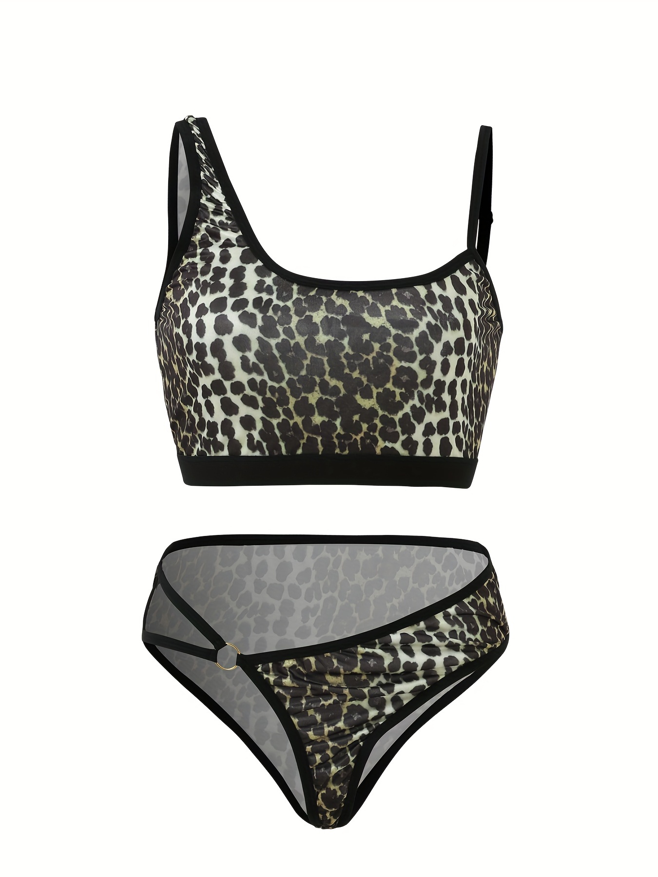 Plus Size Leopard Print Sexy Lingerie Set Womens Plus Slight - Temu