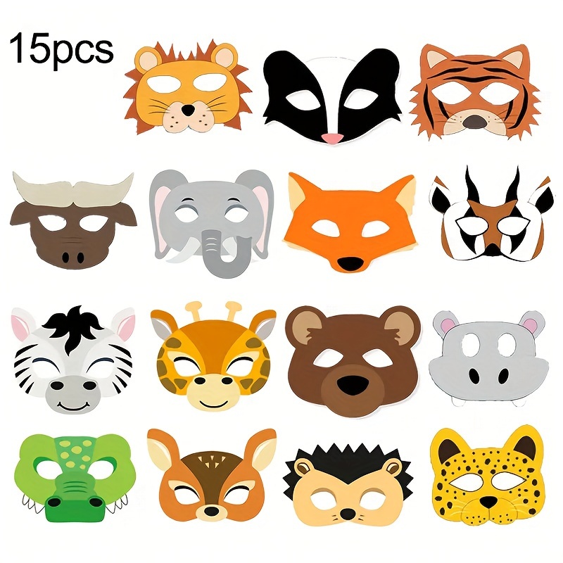 Mask Birthday Party Supplies Paper Animal Masks Cartoon - Temu